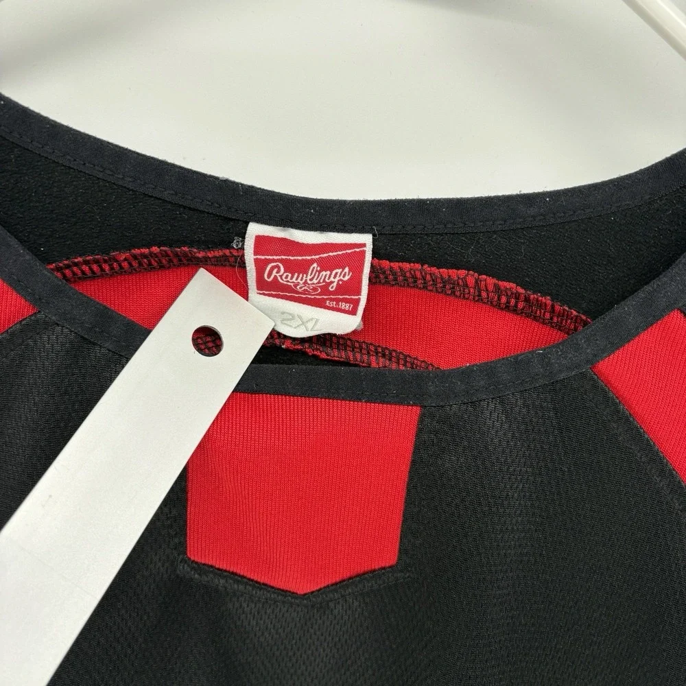 Vintage 90s Rawlings Black and Red Warm Up Jersey Performance Baseball Men XXL